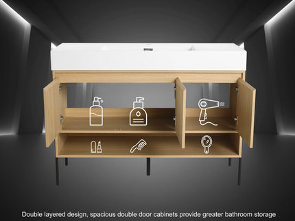 Modern Bathroom Vanity Combo With Single Resin Sink And Storage Cabinet