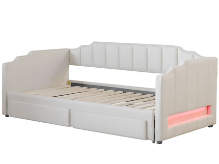 Extendable Daybed With LED Light And 2 Storage Drawers