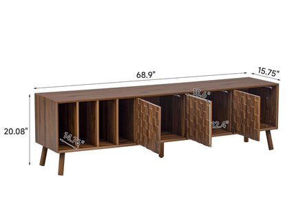 TV Stand With 5 Legs, Media Console Table For Tvs Up To 75" - Walnut