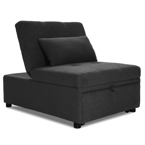 Sleeper Sofa Chair, Convertible Pull Out Bed Couch - Black