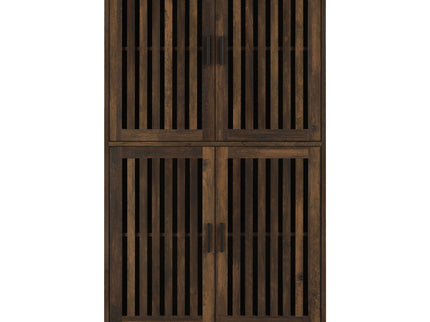 Sakai - 4 Door Tall Accent Cabinet With Slatted Doors - Brown