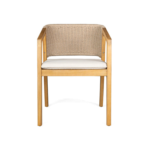 7 Piece Outdoor Dining Set With Table And 6 Chairs - Beige / Brown Mix / Light Teak / Teak