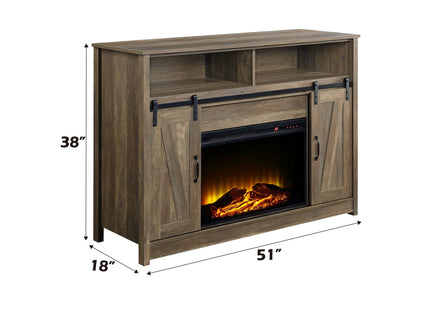 Tobias - Fireplace With Shelf Storage - Oak