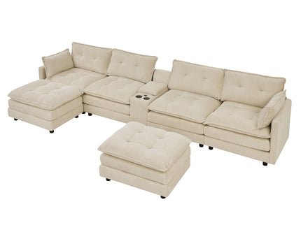 Oversized Modular Sectional Sofa With Multi Functional Console