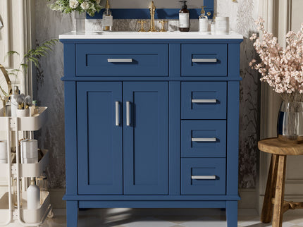 Modern Bathroom Vanity With Sink, Storage Cabinet, Soft Close Doors, Deep & Standard Drawers