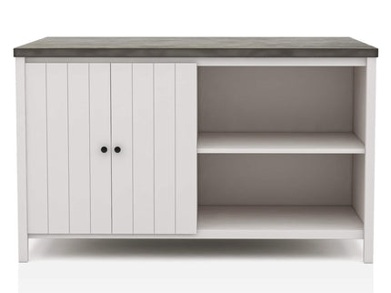 Counter Height Dining Table With Storage Cabinet Base - Dark Gray / Off White / Off White / Gray