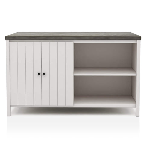 Counter Height Dining Table With Storage Cabinet Base - Dark Gray / Off White / Off White / Gray