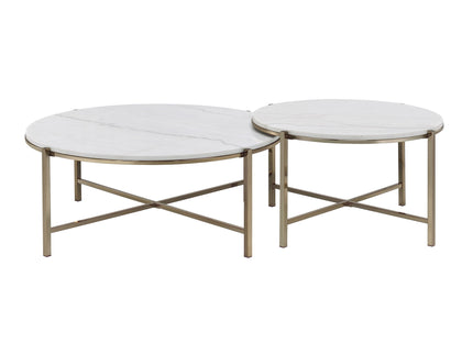 Zaidee - Marble Top Nickel Nesting Table Set - White