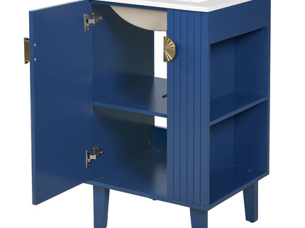 Bathroom Vanity With Sink, Soft-Close Door, Half-Moon Pulls