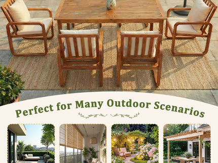 7 Piece Outdoor Patio Dining Set With Removable Cushions