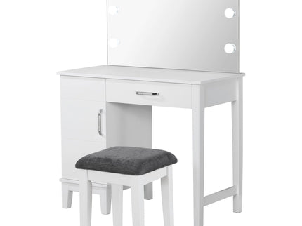 Elijah - Vanity Set With Lighting And Stool - White