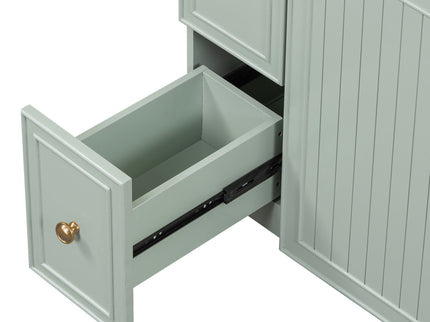 Transitional Style Bathroom Vanity Cabinet With Ceramic Sink