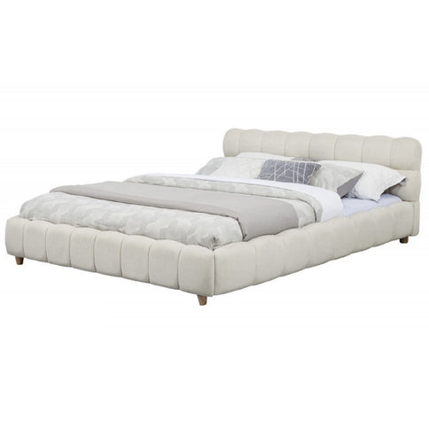Queen Size Upholstered Platform Bed Frame - Beige