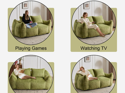 Giant Bean Bag Couch, Ultra Soft Fluffy Loveseat For Living Room