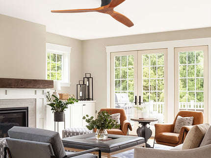 52" Ceiling Fan, No Light Flush Mount Low Profile 3 Blades With Remote Control