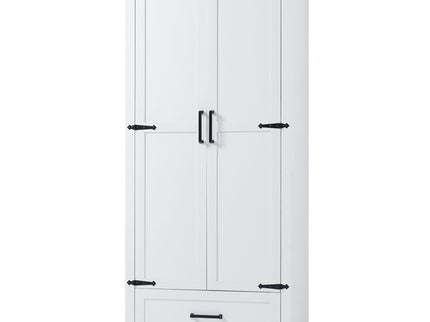 Tall Bathroom Storage Cabinet With 2 Doors And 2 Drawer, Adjustable Shelf - White