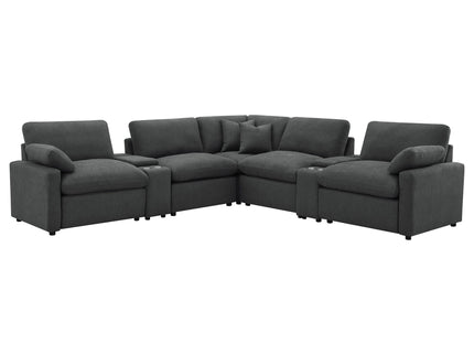 Modular Power Reclining With Lift Top Consoles, 7 Piece Configuration - Dark Gray