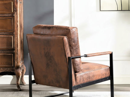 Accent Chair With Durable Square Frame, Armchair For Living Room - Brown