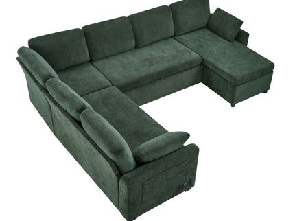 Convertible U-Shaped Sectional Sofa Bed With Reversible Chaise