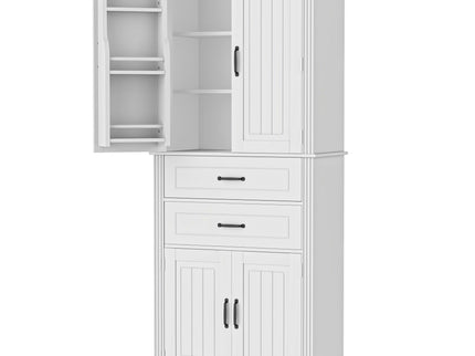 Multi Functional Storage Cabinet With Adjustable Shelves, 2 Drawers, Door Shelves