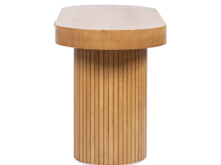 Jesse - Single Drawer Fluted Oval Console Desk - Honey Brown