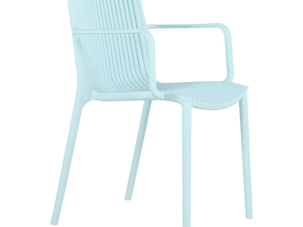 4 Modern Stackable Plastic Armchair Matched With Round Table