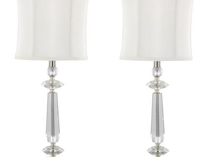 Karat - Contemporary Crystal Table Lamp (Set of 2) - Clear Crystal / Chrome / White Softback