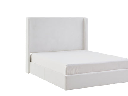 Carmen - King Size Upholstered Wingback Bed - White
