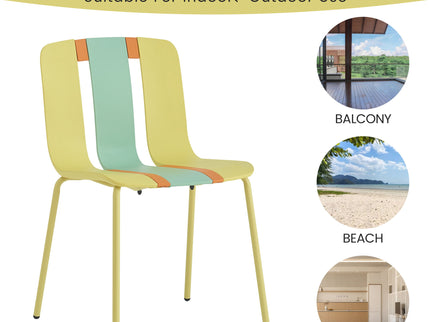 Modern Striped Blocking Single Chairs (Set of 4)
