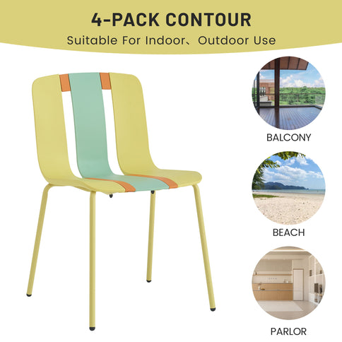 Modern Striped Blocking Single Chairs (Set of 4)