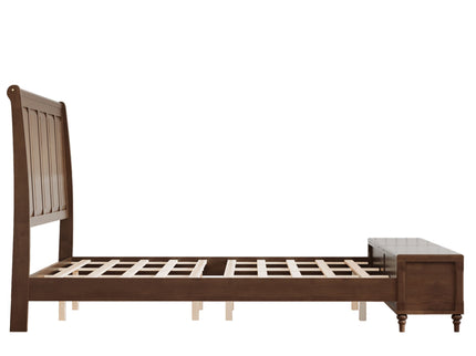 Sleigh Bed Frame With Tall Headboard And Storage Bench