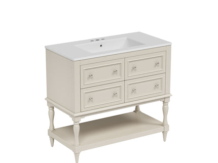 Bathroom Vanity With Medicine Cabinet, Storage Cabinet With 4 Drawers, Adjustable Shelf Mirror