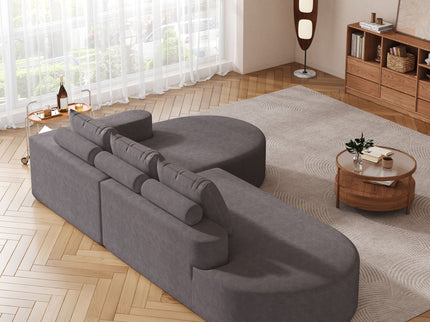 Modern Curved Sofa, L-Shaped Modular Sectional Set With 3 Pillows