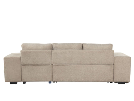 Modern L-Shape 3 Seat Reversible Sectional Couch, Pull Out Sleeper Sofa With Storage Chaise And 2 Stools For Living Room Furniture Set