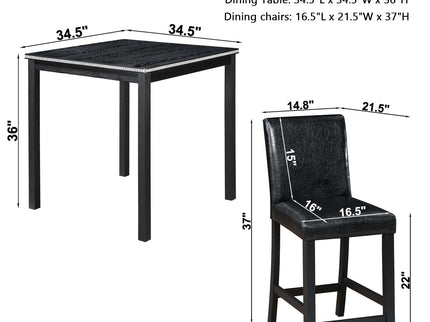 5 Pieces Counter Height Table Set, Kitchen Table With Square Table And 4 Upholstered Chairs