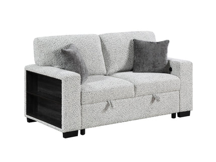 Prato - Loveseat With Storage And USB - Gray
