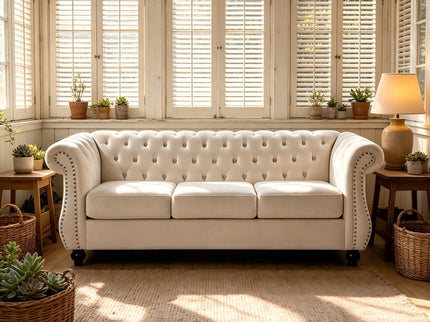 Chesterfield 3 Seater Sofa With Rolled Arms
