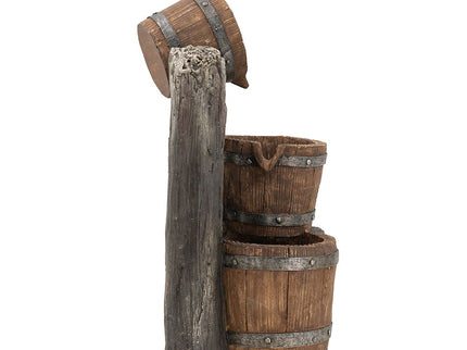 Decorative 3 Tier Bucket Fountain With Lights And Pump - Brown