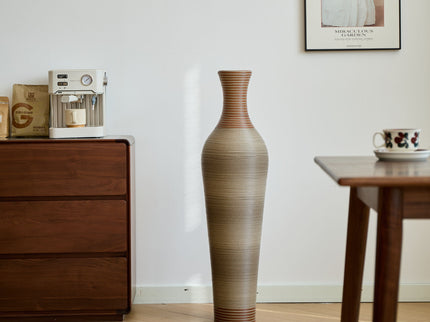 Tall Vase - Brown Decorative Floor Vase, Classic Neat Floor Vase Tall Freestanding Flower Holder, Artificial Rattan Vase, Floor Vase, Flower Holder For Home Decor - Gray