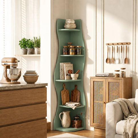 5 Tier S - Shaped Corner Shelf For Living Room
