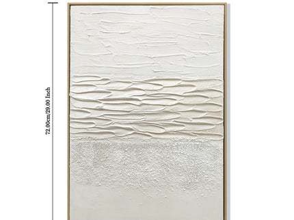 Framed Abstract Wall Art, Thick Textured Canvas Painting With Stone Accents (Set of 2) - Antique White