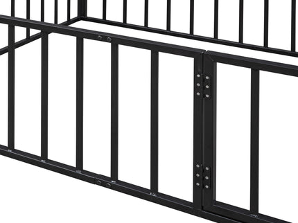 Metal Floor Bed Frame With Fence And Door