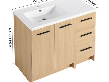 Wall Mounted Floating Bathroom Vanity With Sink, Door & Drawers Modular Cabinet