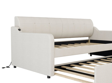 Upholstered Daybed With Trundle And USB Charging