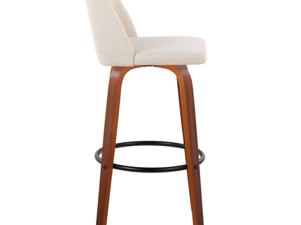 Toriano - Mid Century Modern Fixed Height Barstool Swivel And Round Footrest (Set of 2)