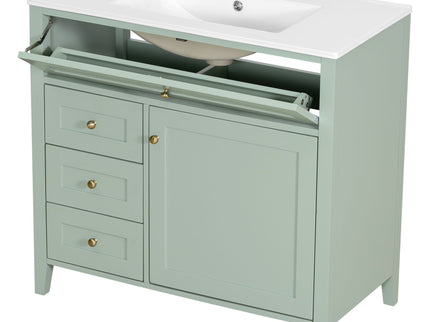 Bathroom Vanity With Sink, 3 Drawers & Cabinet With Adjustable Shelves