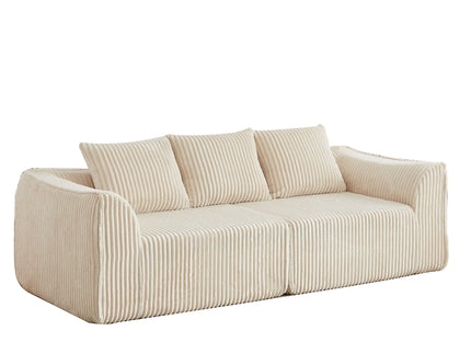 Minimalist 3 Seater Sofa With Curved Lines And Gently Sloped Backrest