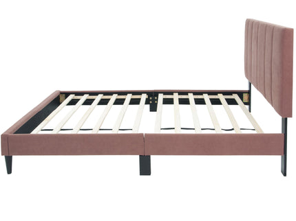 Bed With Channel Tufted Adjustable Headboard