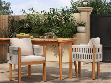 Outdoor Dining Chairs With Mix Rope Handles (Set of 2)