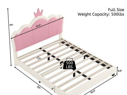 Upholstered Princess Platform Bed With Crown Headboard